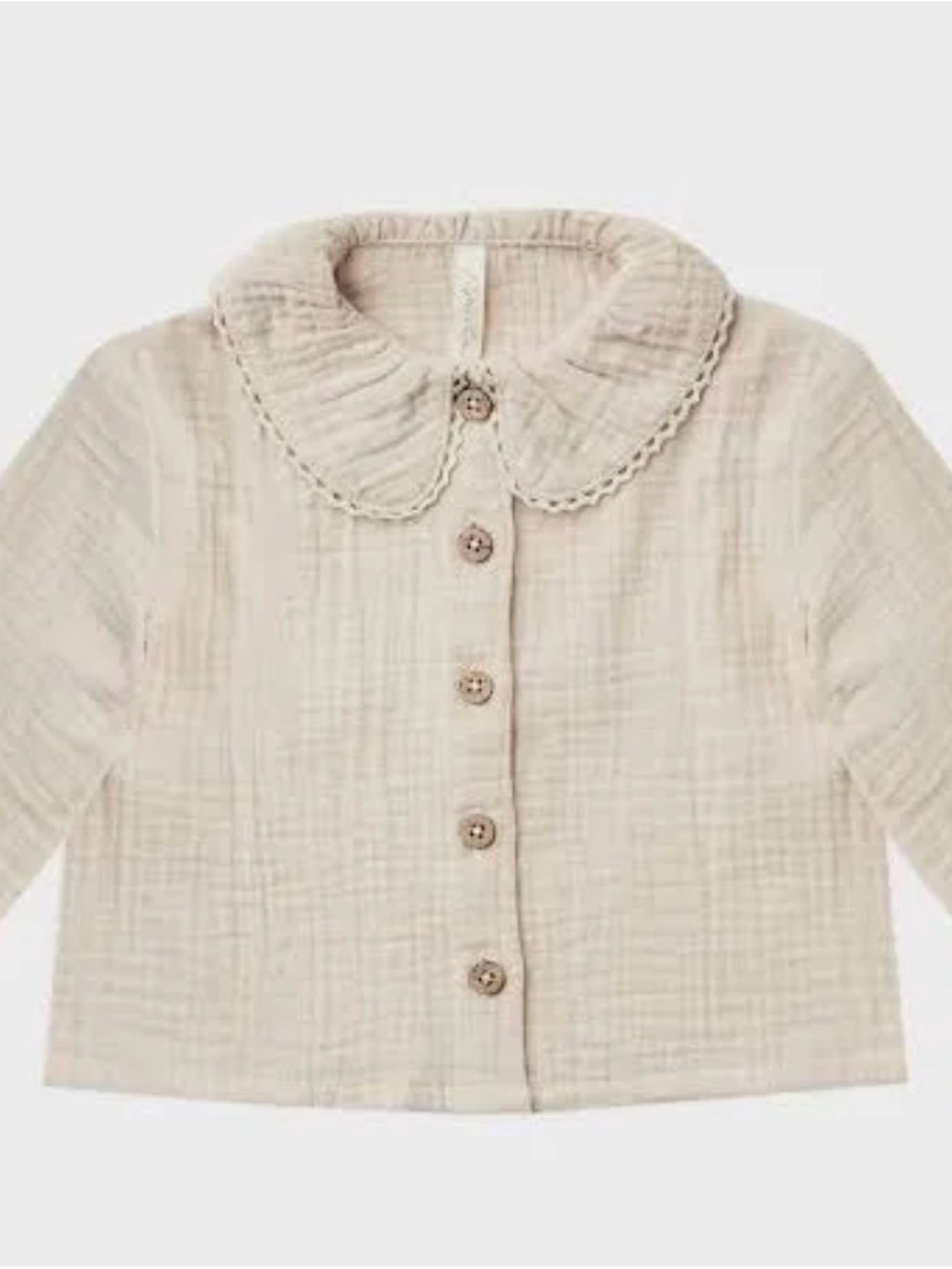 Rylee + Cru Cream Button-Front Cotton Gauze Blouse with Peter Pan Collar